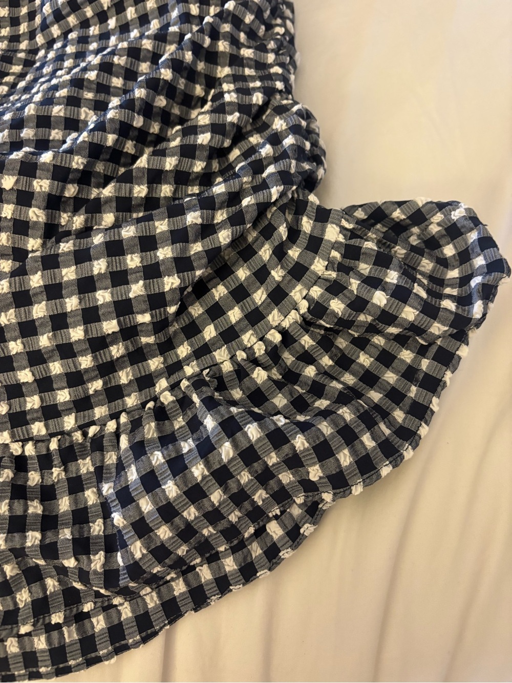 J.Crew Gingham Ruffle One Piece Swimsuit Black White Size 14 - Picture 2 of 10